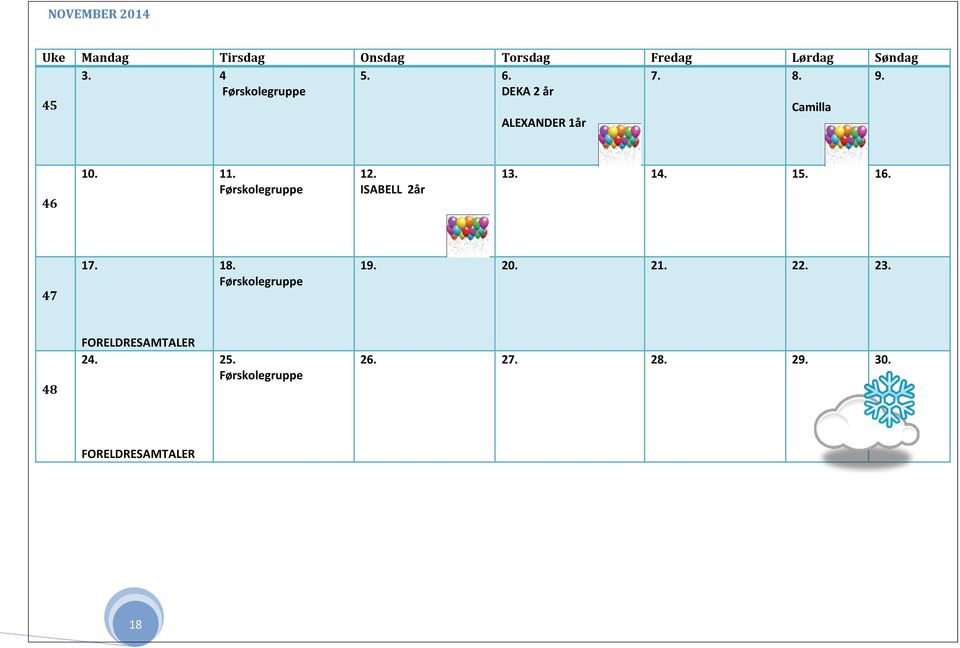 Førskolegruppe 12. ISABELL 2år 13. 14. 15. 16. 47 17. 18. Førskolegruppe 19. 20.