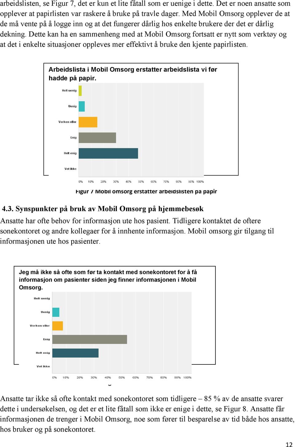 Dette kan ha en sammenheng med at Mobil Omsorg fortsatt er nytt som verktøy og at det i enkelte situasjoner oppleves mer effektivt å bruke den kjente papirlisten.