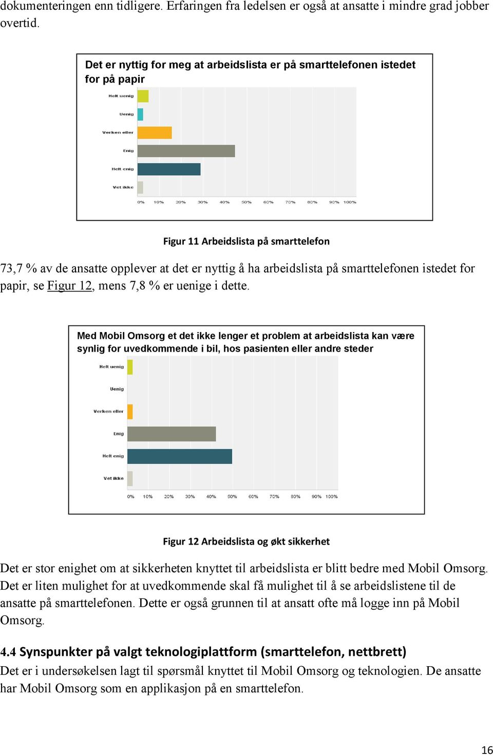 smarttelefonen istedet for papir, se Figur 12, mens 7,8 % er uenige i dette.