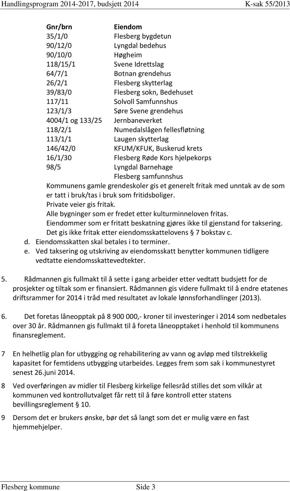 Røde Kors hjelpekorps 98/5 Lyngdal Barnehage Flesberg samfunnshus Kommunens gamle grendeskoler gis et generelt fritak med unntak av de som er tatt i bruk/tas i bruk som fritidsboliger.