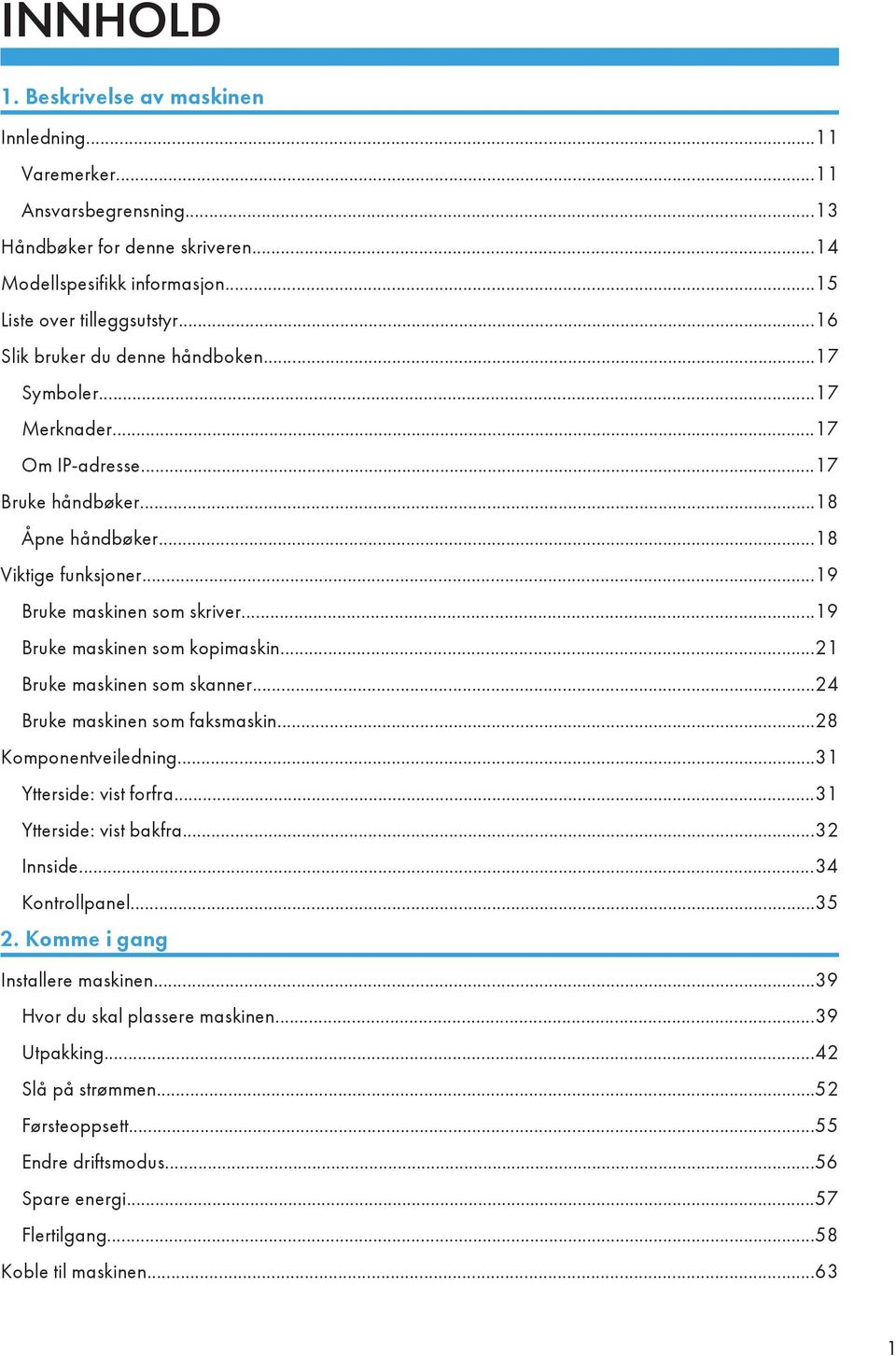 ..19 Bruke maskinen som kopimaskin...21 Bruke maskinen som skanner...24 Bruke maskinen som faksmaskin...28 Komponentveiledning...31 Ytterside: vist forfra...31 Ytterside: vist bakfra...32 Innside.