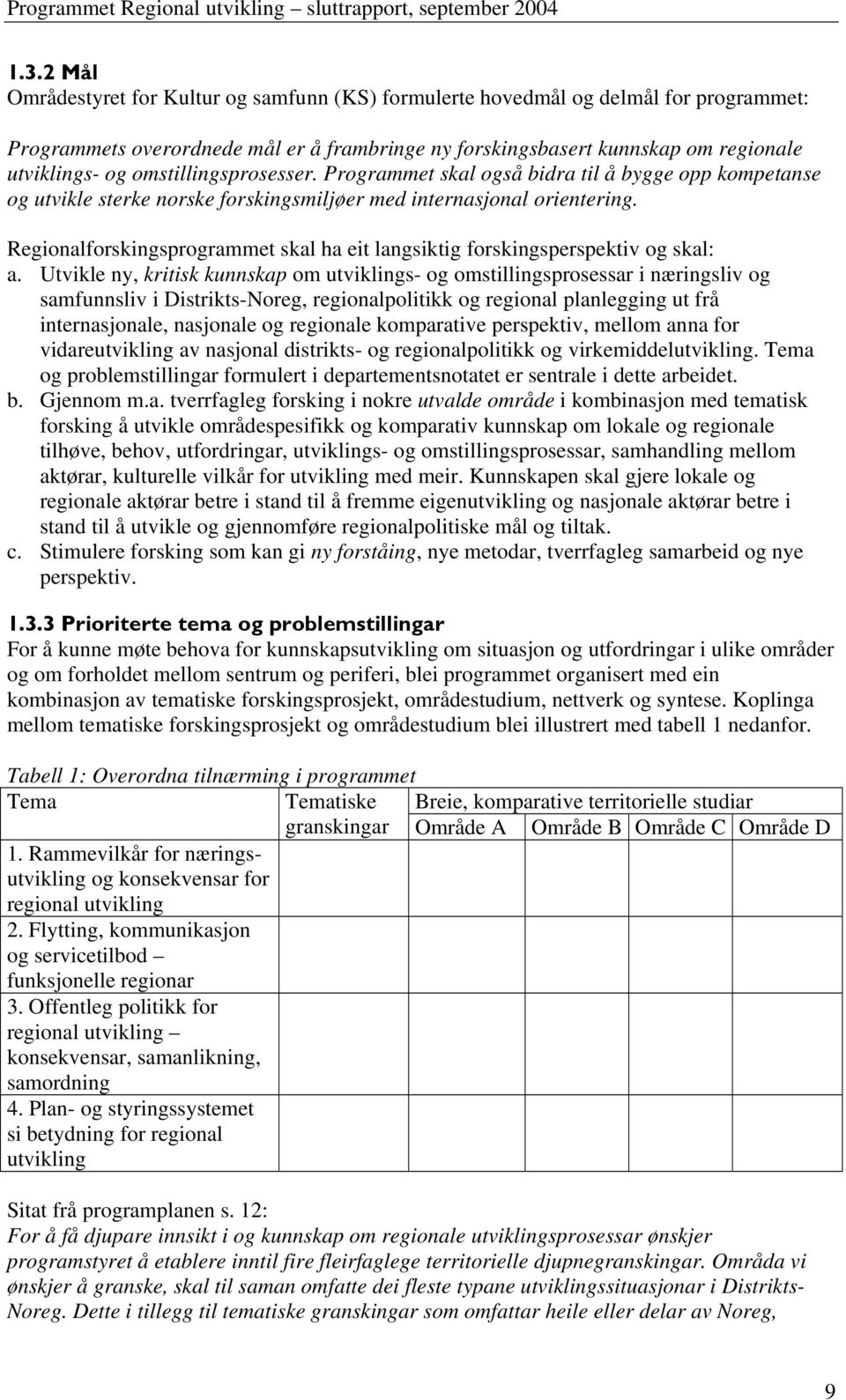 Regionalforskingsprogrammet skal ha eit langsiktig forskingsperspektiv og skal: a.