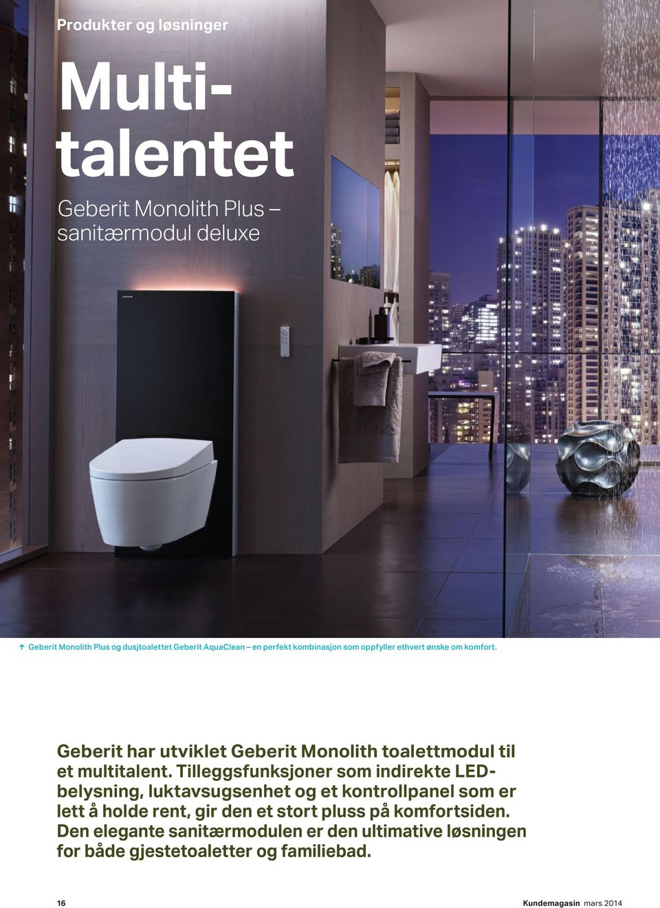 Geberit har utviklet Geberit Monolith toalettmodul til et multitalent.