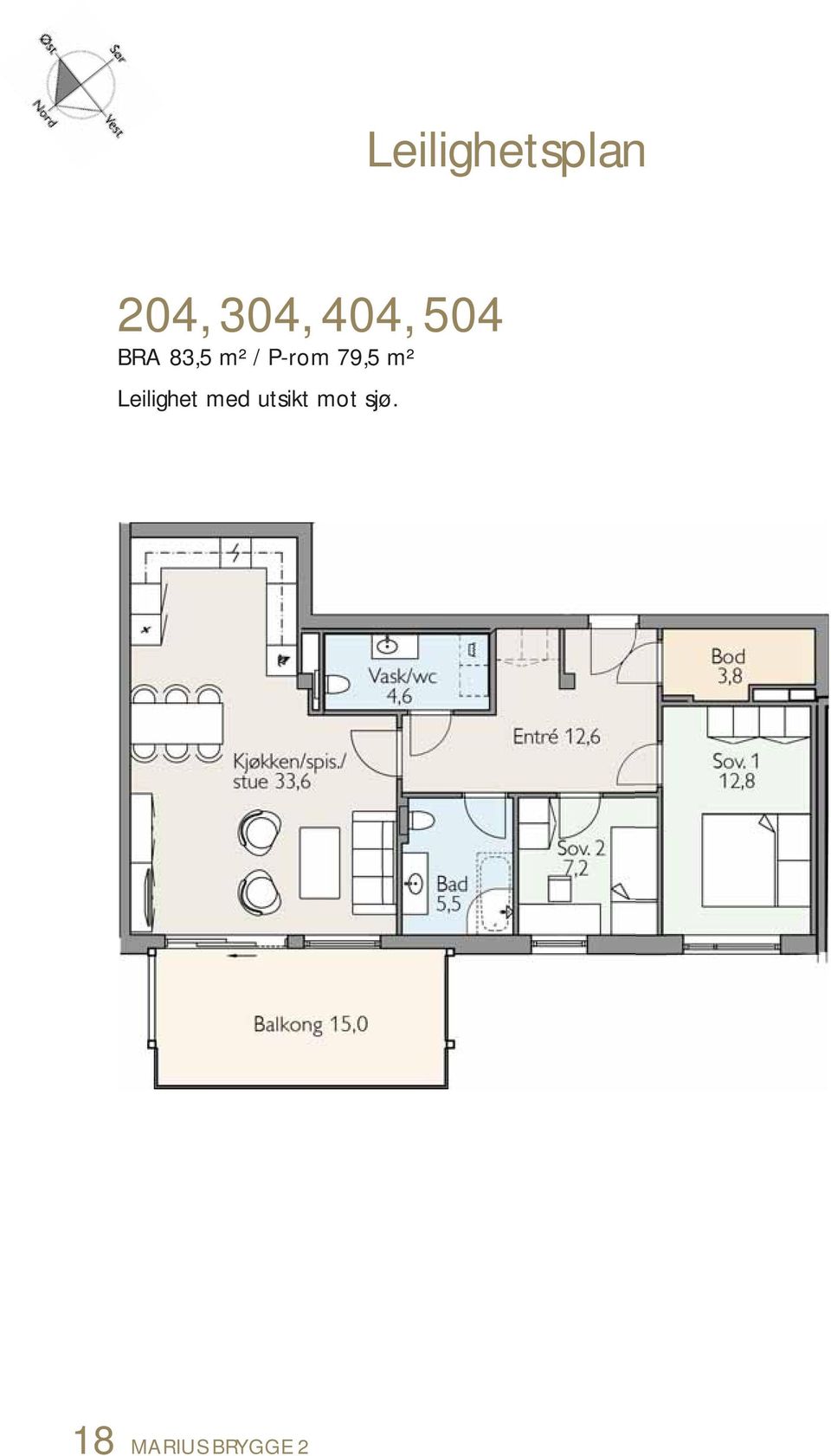 P-rom 79,5 m² Leilighet med