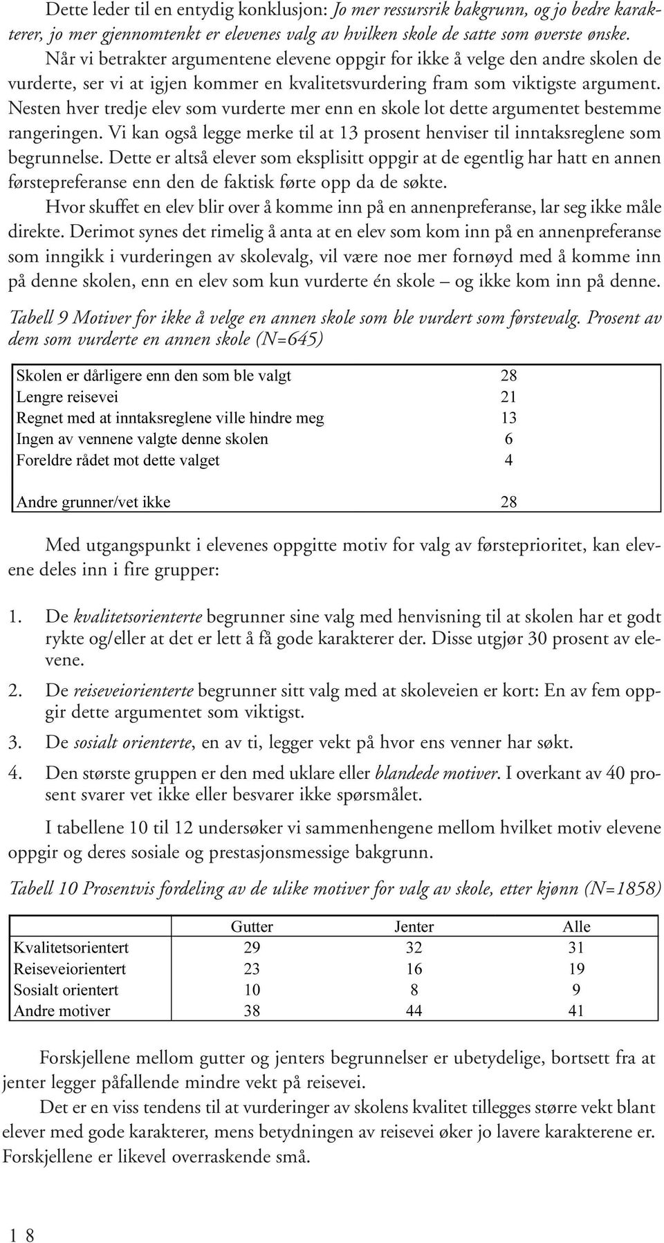 Nesten hver tredje elev som vurderte mer enn en skole lot dette argumentet bestemme rangeringen. Vi kan også legge merke til at 13 prosent henviser til inntaksreglene som begrunnelse.