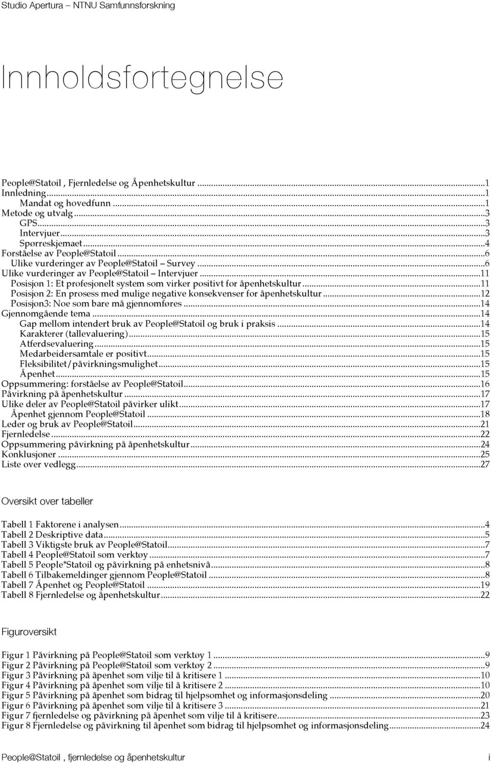 Posisjon 1: Et profesjonelt system som virker positivt for åpenhetskultur... 11! Posisjon 2: En prosess med mulige negative konsekvenser for åpenhetskultur... 12!