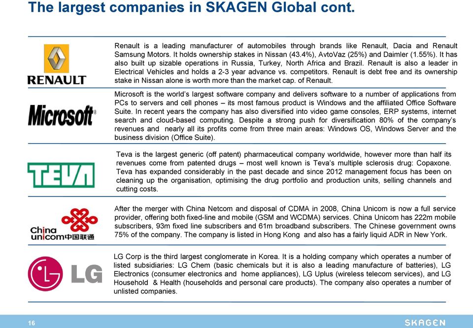 competitors. Renault is debt free and its ownership stake in Nissan alone is worth more than the market cap. of Renault.