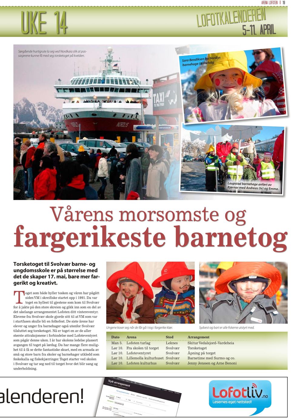 Vårens morsomste og fargerikeste barnetog Torsketoget til Svolvær barne- og ungdomsskole er på størrelse med det de skaper 17. mai, bare mer fargerikt og kreativt.