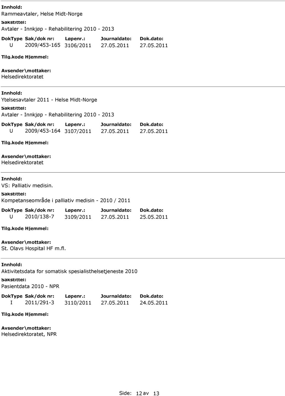 Palliativ medisin. Kompetanseområde i palliativ medisin - 2010 / 2011 2010/138-7 3109/2011 St. Olavs Hospital HF m.fl.