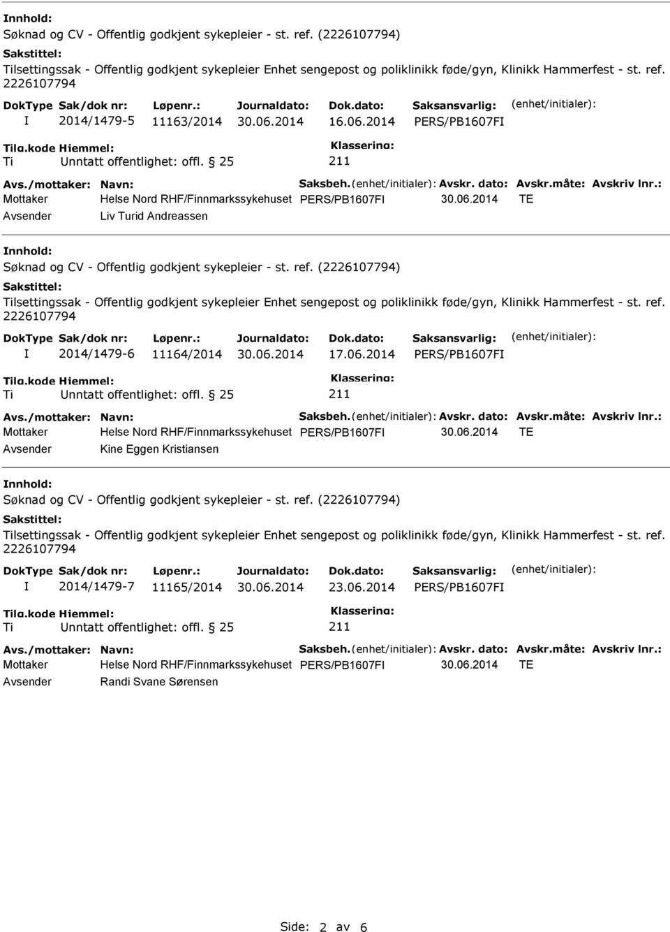 føde/gyn, Klinikk Hammerfest - st. ref. 2014/1479-6 11164/2014 17.06.