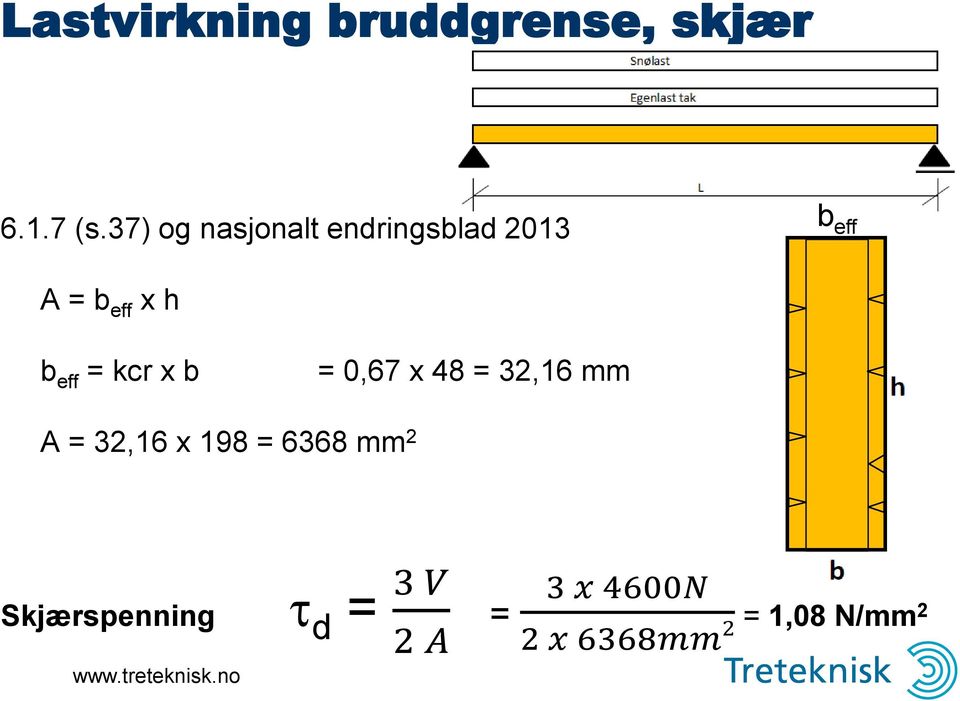 eff = kcr x b = 0,67 x 48 = 32,16 mm A = 32,16 x 198 =