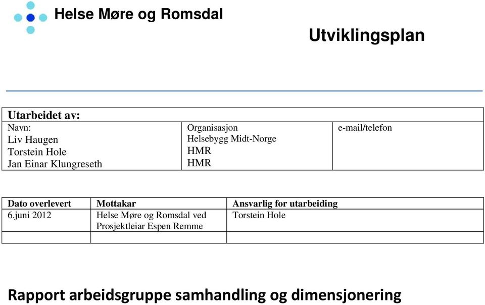 overlevert Mottakar Ansvarlig for utarbeiding 6.