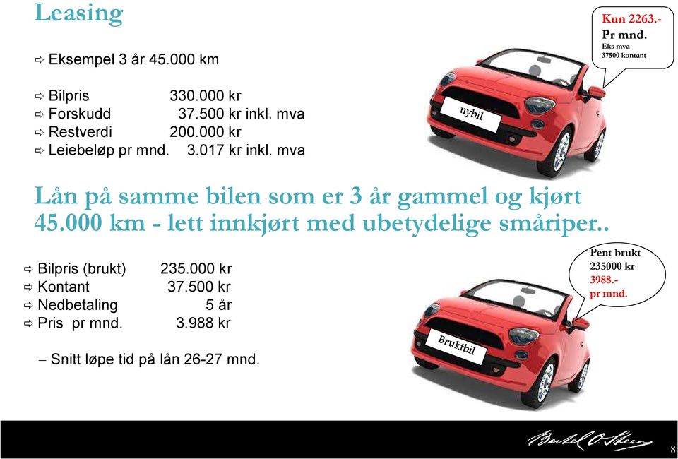 mva Lån på samme bilen som er 3 år gammel og kjørt 45.000 km - lett innkjørt med ubetydelige småriper.