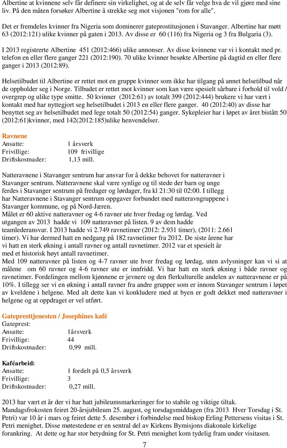 Av disse er 60 (116) fra Nigeria og 3 fra Bulgaria (3). I 2013 registrerte Albertine 451 (2012:466) ulike annonser. Av disse kvinnene var vi i kontakt med pr.