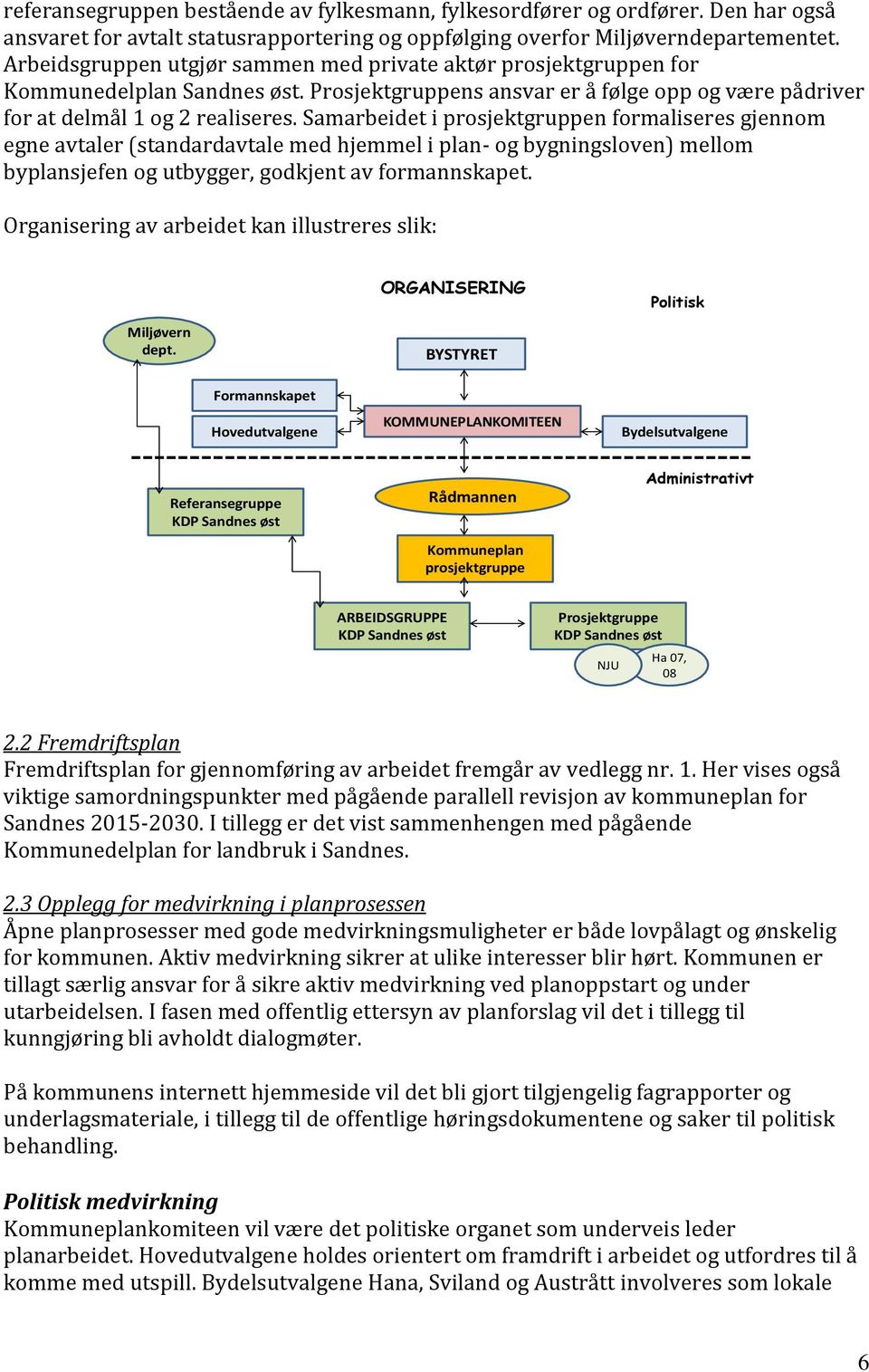 Samarbeidet i prosjektgruppen formaliseres gjennom egne avtaler (standardavtale med hjemmel i plan- og bygningsloven) mellom byplansjefen og utbygger, godkjent av formannskapet.