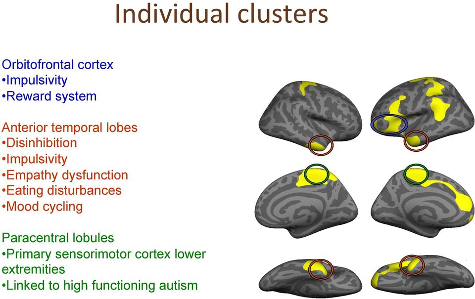 dysfunction Eating disturbances Mood cycling Paracentral lobules