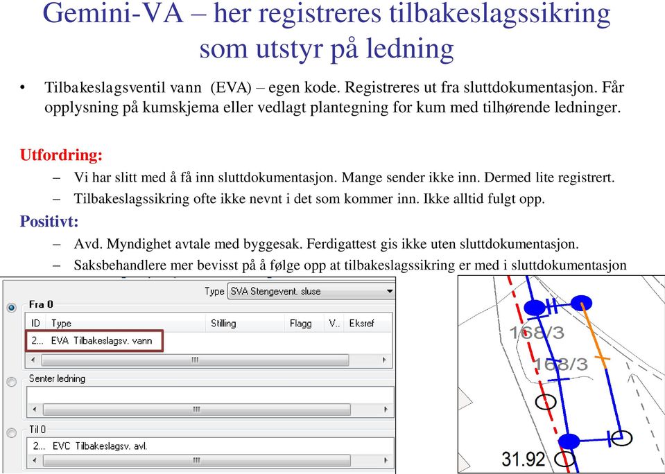 Utfordring: Positivt: Vi har slitt med å få inn sluttdokumentasjon. Mange sender ikke inn. Dermed lite registrert.