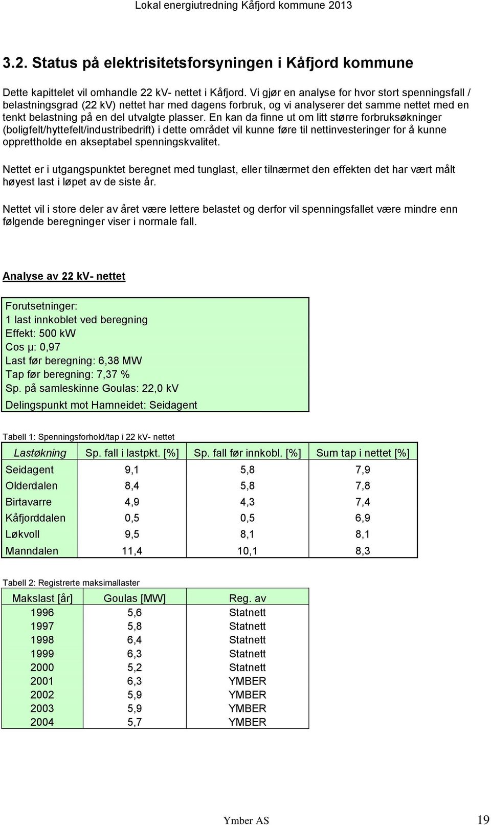 En kan da finne ut om litt større forbruksøkninger (boligfelt/hyttefelt/industribedrift) i dette området vil kunne føre til nettinvesteringer for å kunne opprettholde en akseptabel spenningskvalitet.