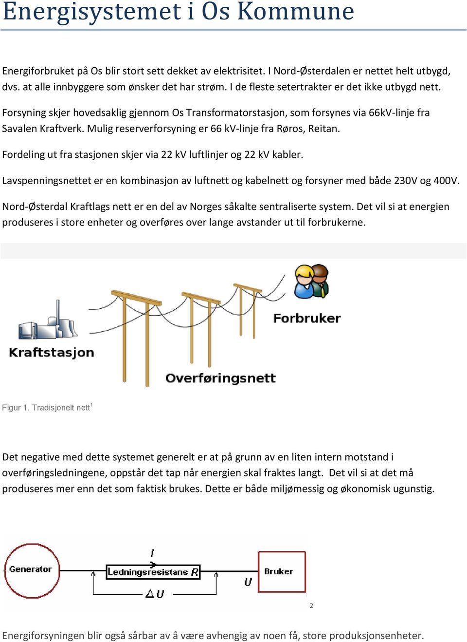 Mulig reserverforsyning er 66 kv-linje fra Røros, Reitan. Fordeling ut fra stasjonen skjer via 22 kv luftlinjer og 22 kv kabler.