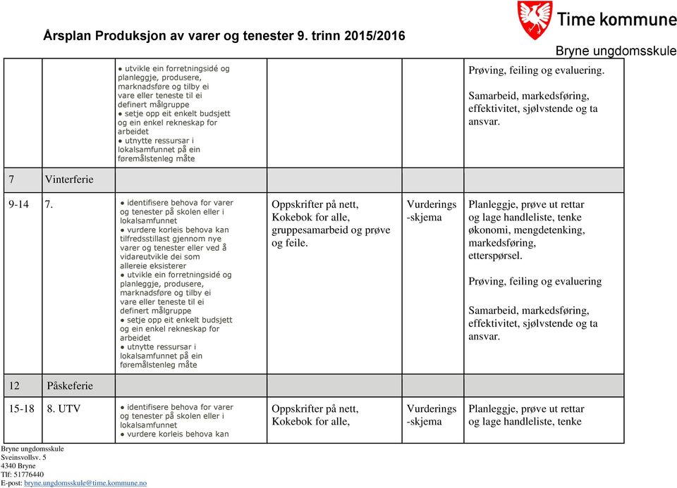 -skjema Samarbeid, 12 Påskeferie 15-18 8.