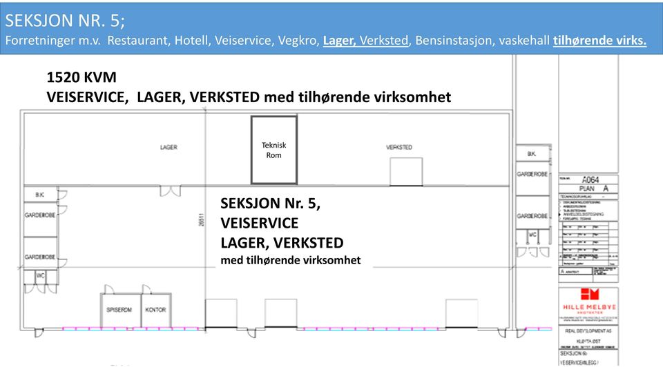 med tilhørende virksomhet Teknisk Rom