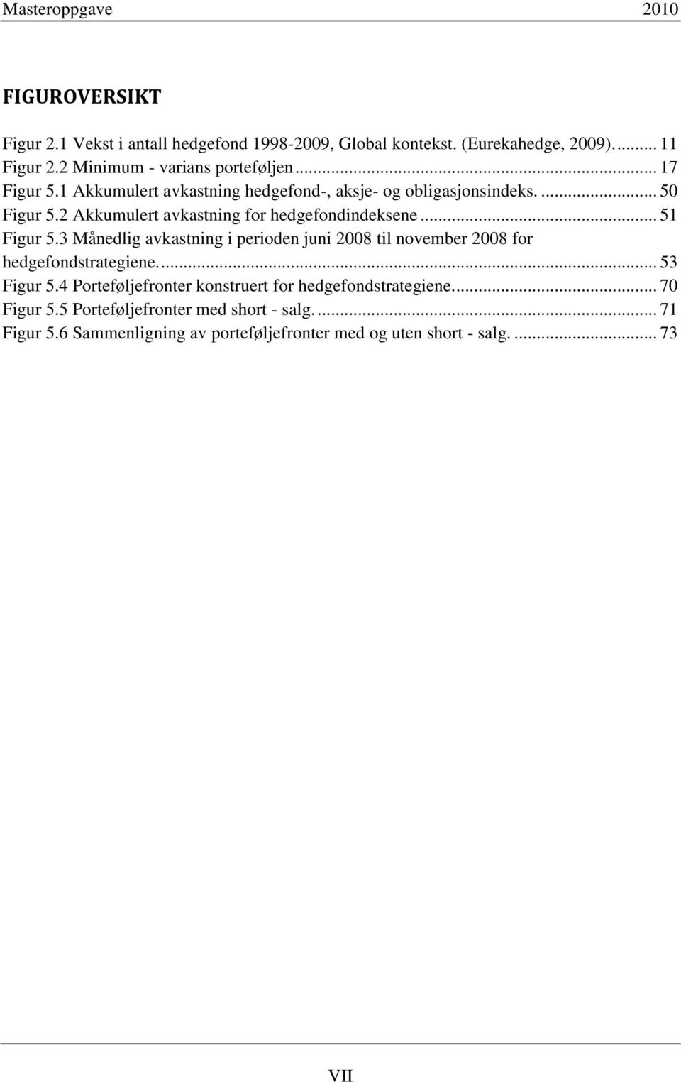 .. 51 Figur 5.3 Månedlig avkastning i perioden juni 2008 til november 2008 for hedgefondstrategiene.... 53 Figur 5.