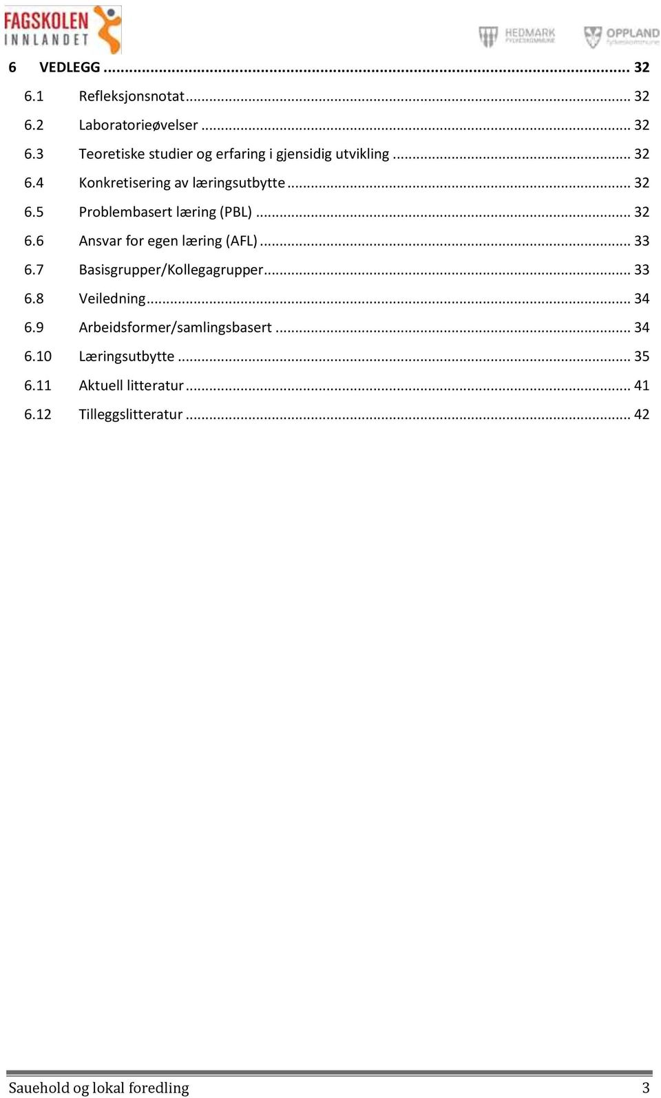 .. 33 6.7 Basisgrupper/Kollegagrupper... 33 6.8 Veiledning... 34 6.9 Arbeidsformer/samlingsbasert... 34 6.10 Læringsutbytte.