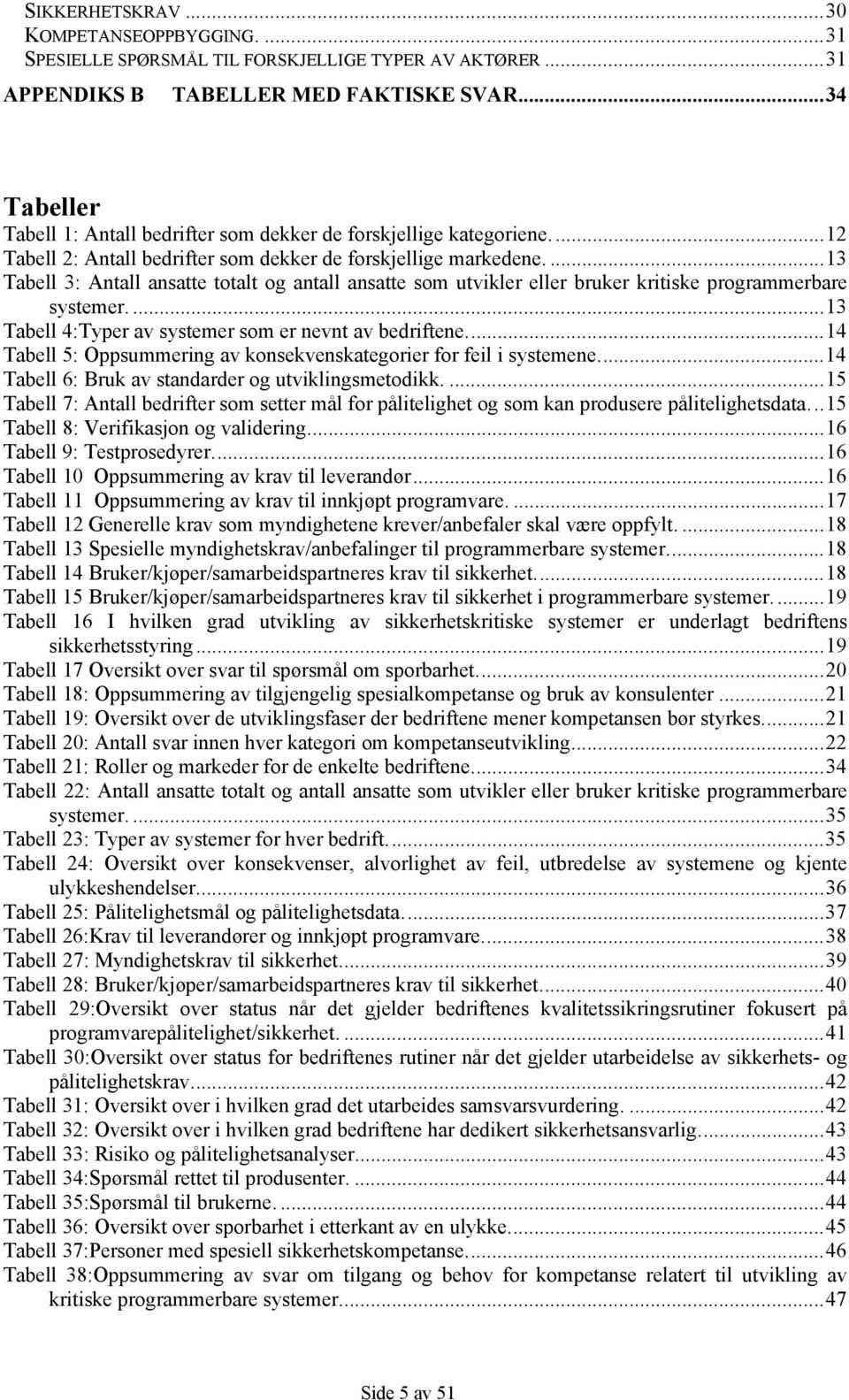 ...13 Tabell 3: Antall ansatte totalt og antall ansatte som utvikler eller bruker kritiske programmerbare systemer....13 Tabell 4:Typer av systemer som er nevnt av bedriftene.