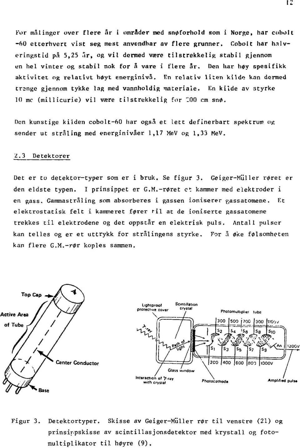 En relativ liten kilde kan dermed trange gjennom tykke lag med vannholdig materiale. Kn kilde av styrke 10 mc (millicurie) vil være tilstrekkelig for "00 cm snø.