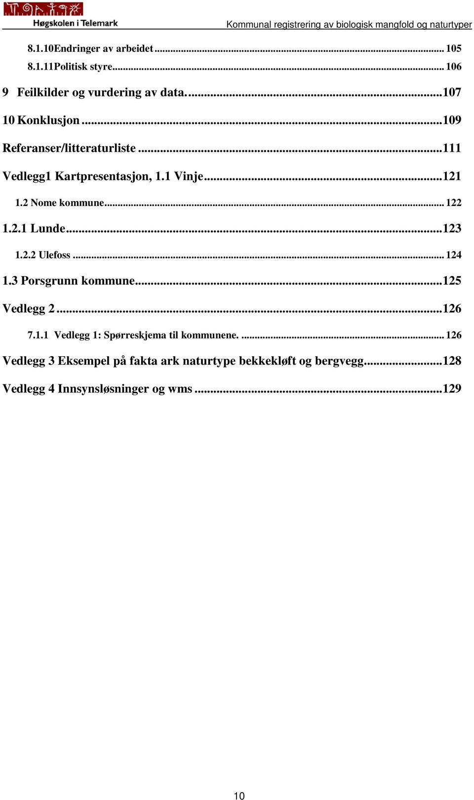 .. 123 1.2.2 Ulefoss... 124 1.3 Porsgrunn kommune... 125 Vedlegg 2... 126 7.1.1 Vedlegg 1: Spørreskjema til kommunene.