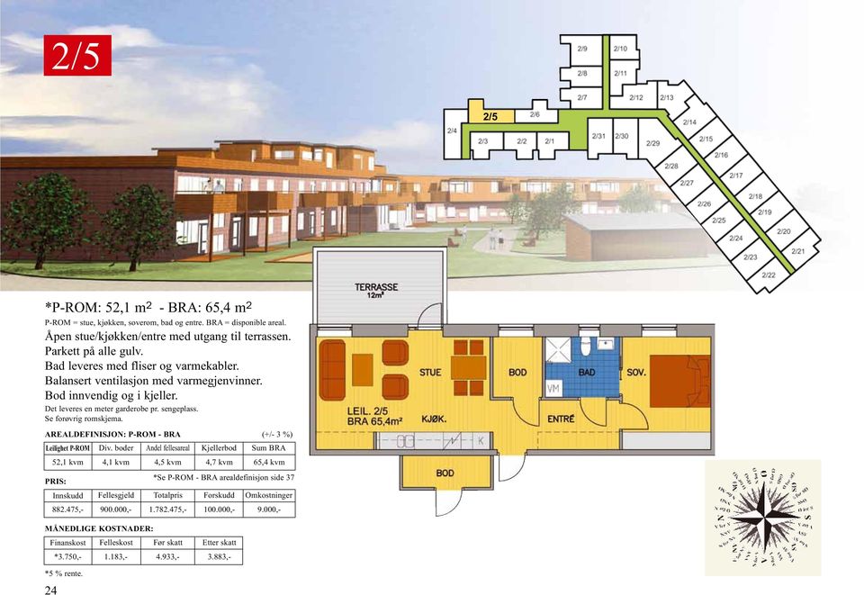 AREALDEFINISJON: P-ROM - BRA (+/- 3 %) Leilighet P-ROM Div.