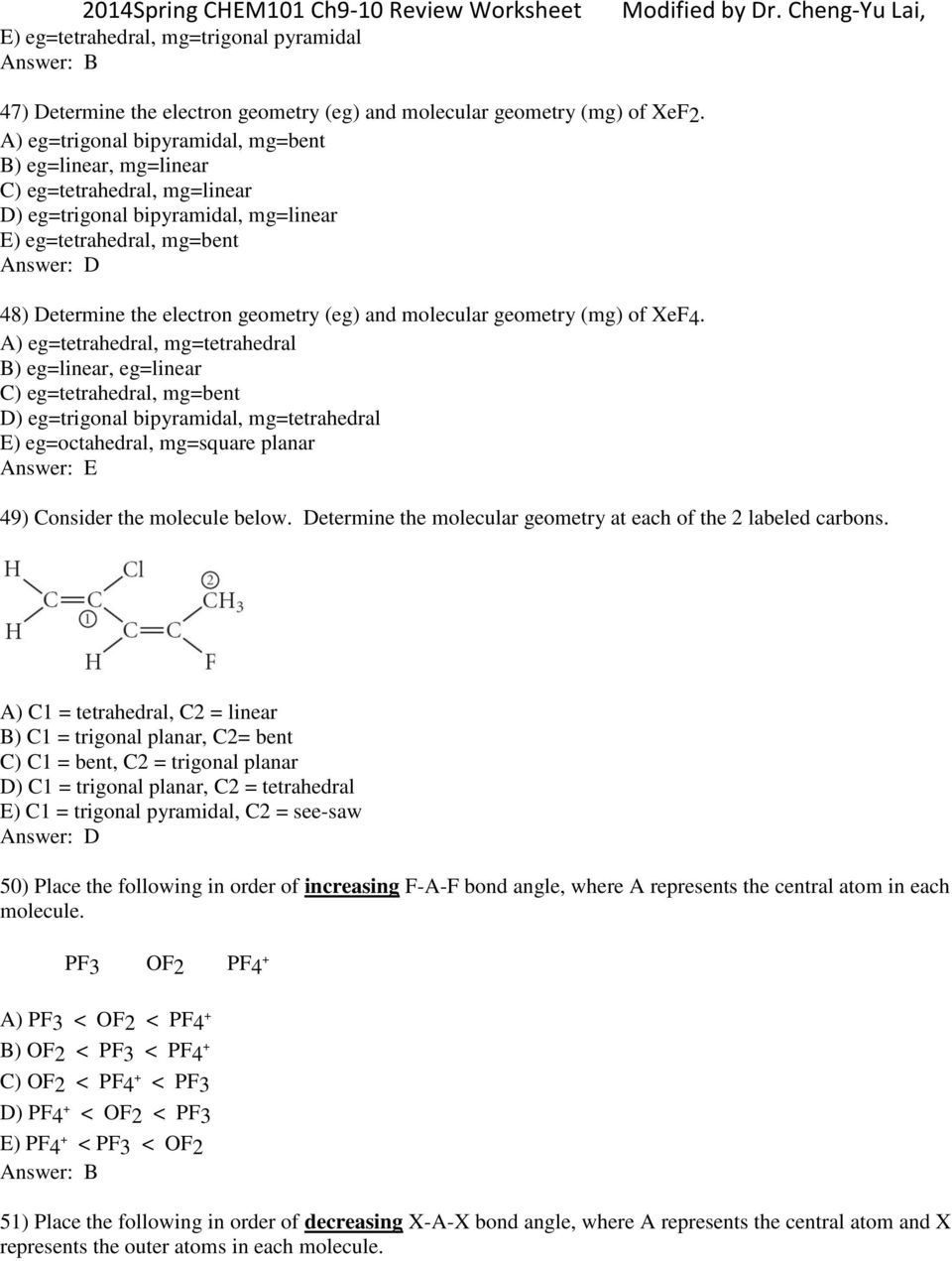 geometry (mg) of XeF4.