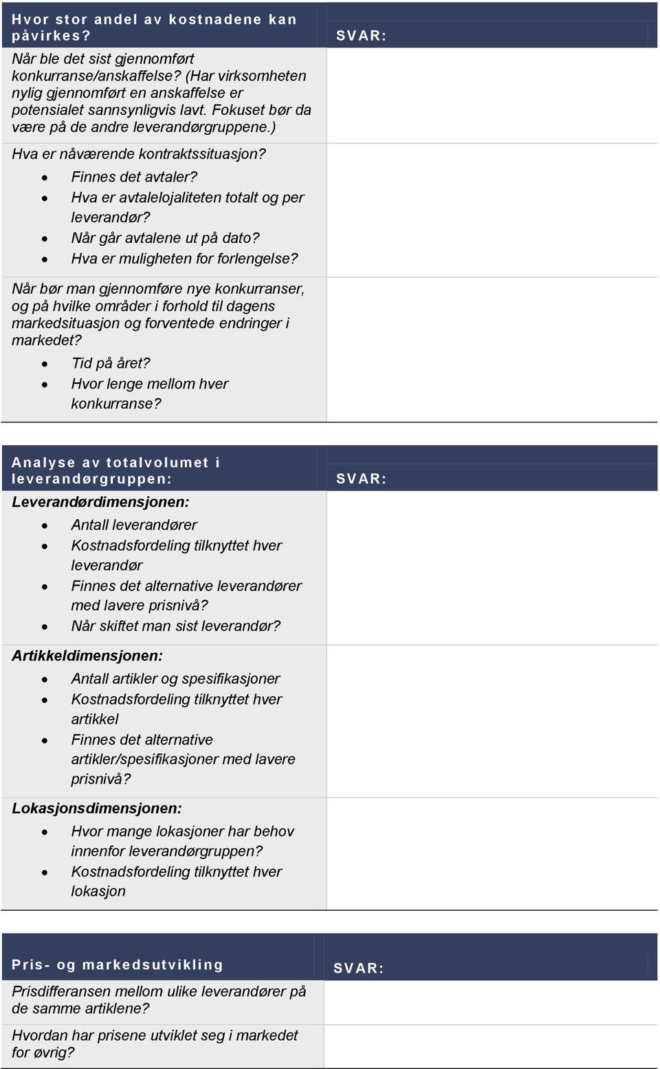 Hva er muligheten for forlengelse? SV AR: Når bør man gjennomføre nye konkurranser, og på hvilke områder i forhold til dagens markedsituasjon og forventede endringer i markedet? Tid på året?