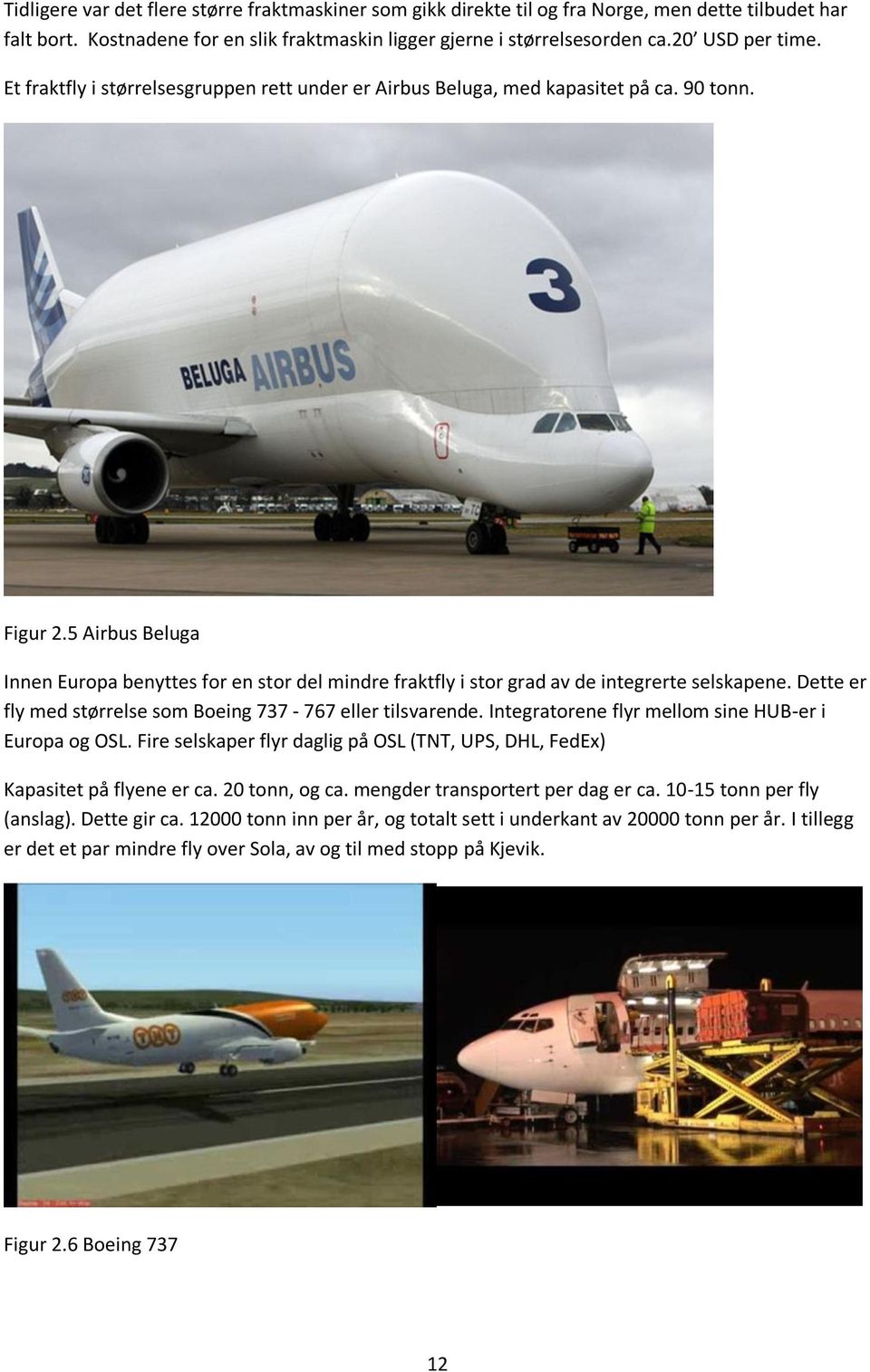 5 Airbus Beluga Innen Europa benyttes for en stor del mindre fraktfly i stor grad av de integrerte selskapene. Dette er fly med størrelse som Boeing 737-767 eller tilsvarende.