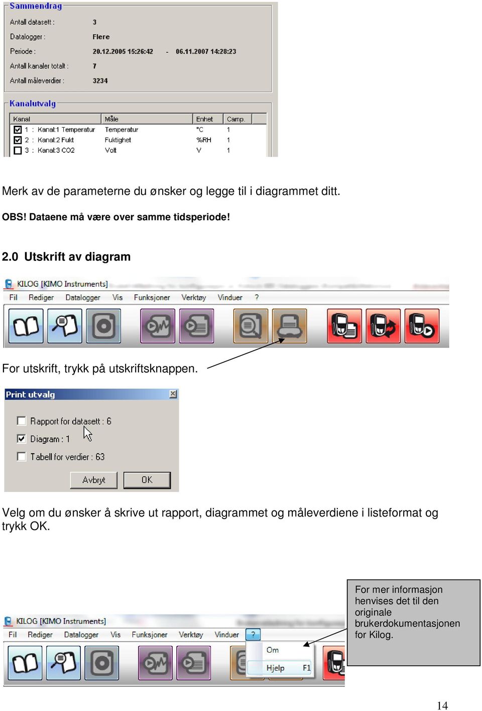 0 Utskrift av diagram For utskrift, trykk på utskriftsknappen.