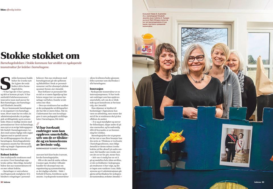 Stokke stokket om Barnehageledelsen i Stokke kommune har utviklet en nyskapende teamstruktur for ledelse i barnehagene.