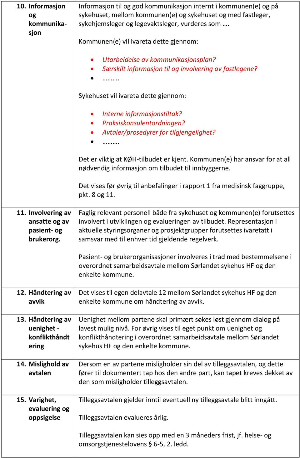 . Sykehuset vil ivareta dette gjennom: Interne informasjonstiltak? Praksiskonsulentordningen? Avtaler/prosedyrer for tilgjengelighet?. Det er viktig at KØH-tilbudet er kjent.