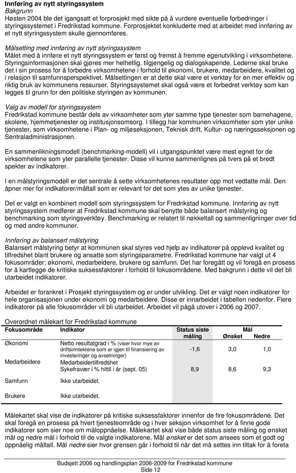 Målsetting med innføring av nytt styringssystem Målet med å innføre et nytt styringssystem er først og fremst å fremme egenutvikling i virksomhetene.