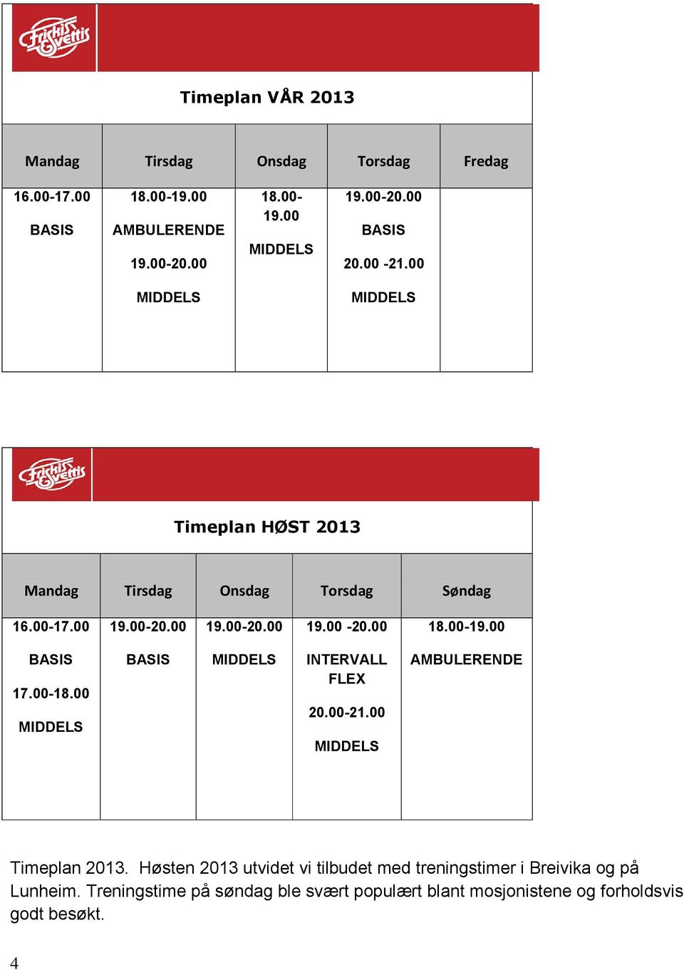 00-19.00 BASIS 17.00-18.00 BASIS INTERVALL FLEX 20.00-21.00 AMBULERENDE Timeplan 2013.