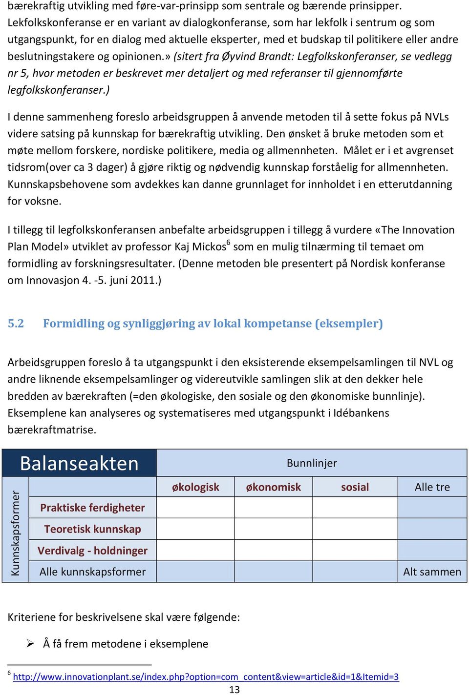 og opinionen.» (sitert fra Øyvind Brandt: Legfolkskonferanser, se vedlegg nr 5, hvor metoden er beskrevet mer detaljert og med referanser til gjennomførte legfolkskonferanser.