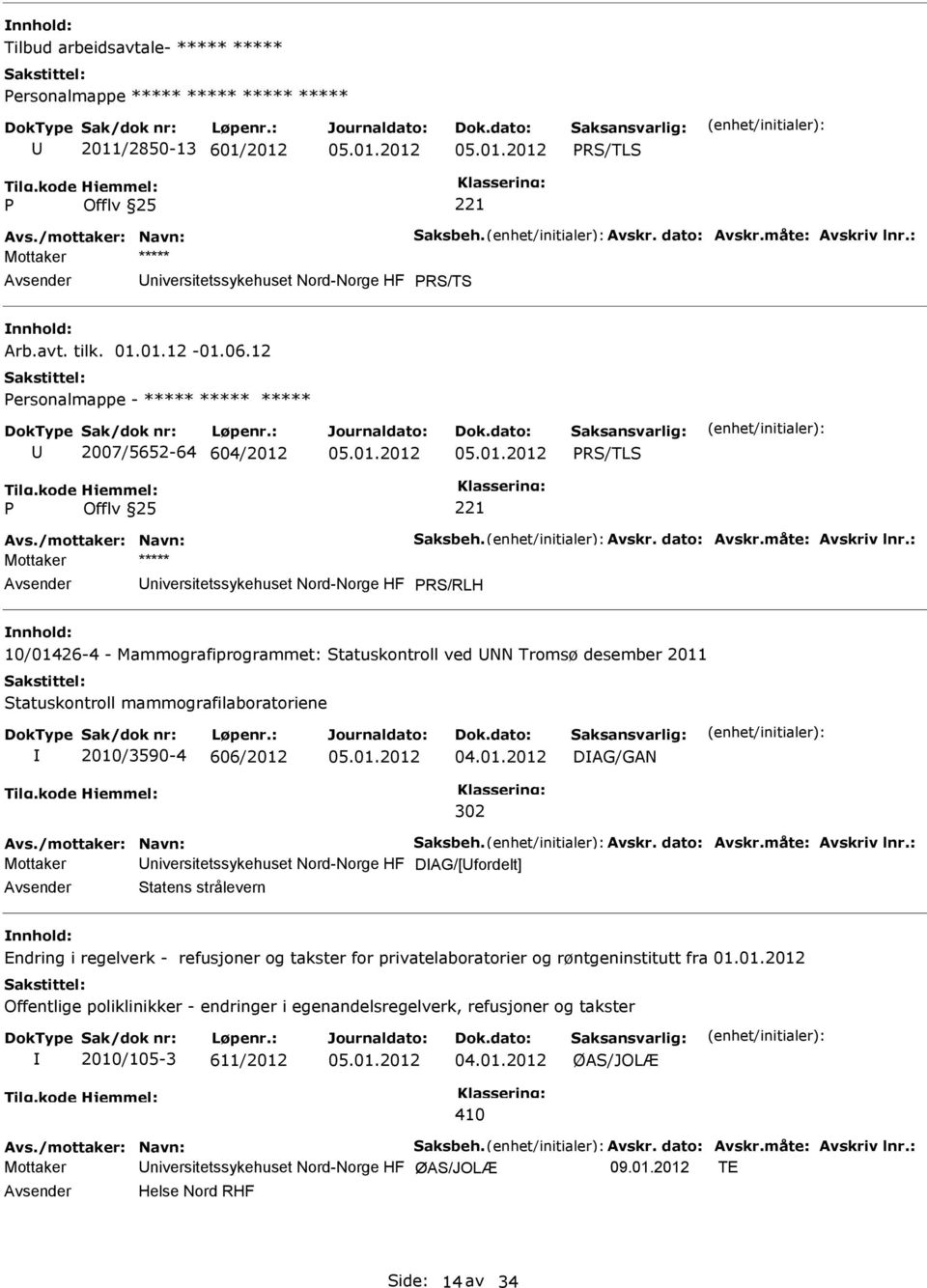 mammografilaboratoriene 2010/3590-4 606/2012 DAG/GAN 302 Mottaker niversitetssykehuset Nord-Norge HF DAG/[fordelt] Statens strålevern Endring i regelverk - refusjoner og takster for