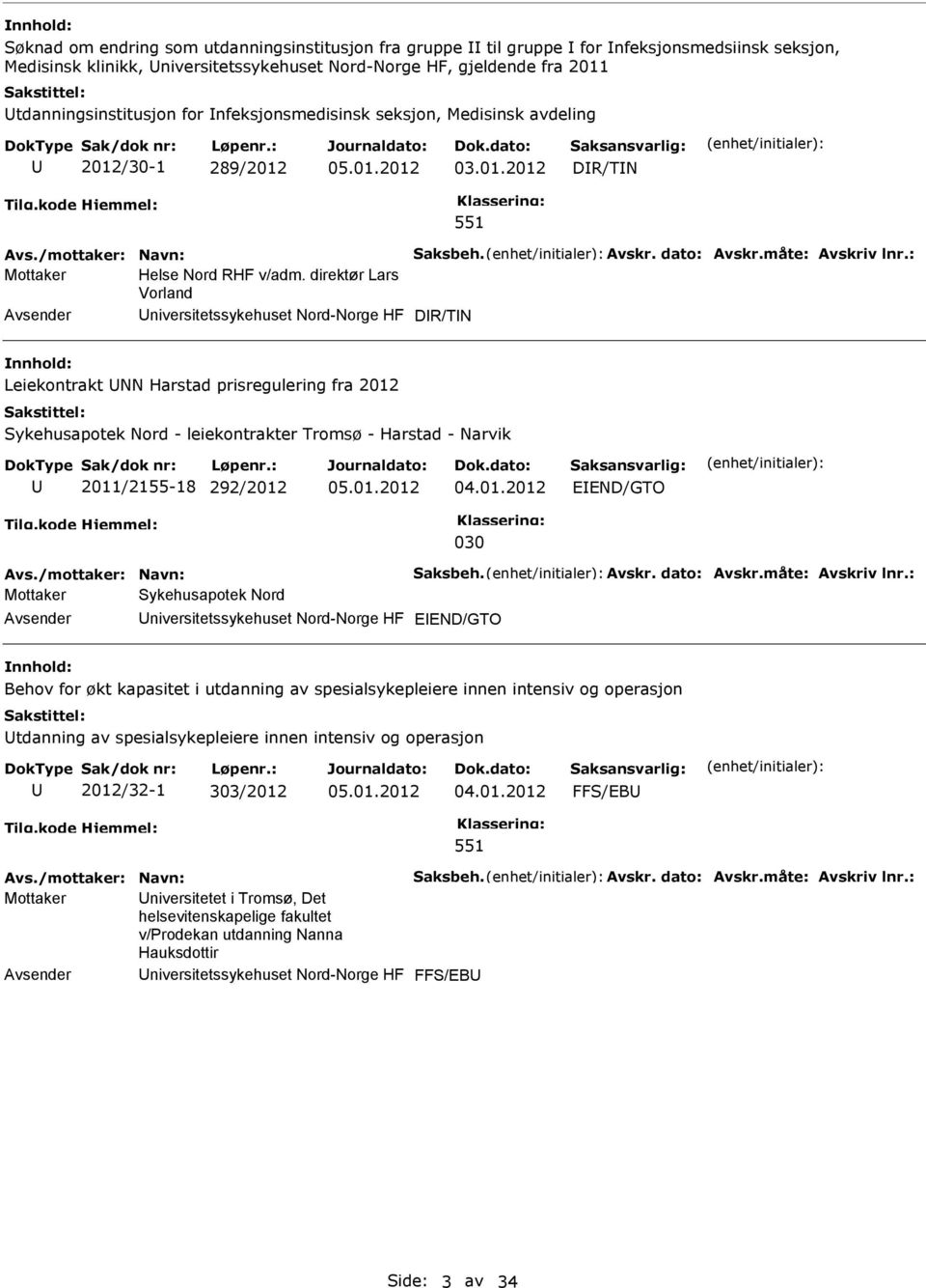 direktør Lars Vorland niversitetssykehuset Nord-Norge HF DR/TN Leiekontrakt NN Harstad prisregulering fra 2012 Sykehusapotek Nord - leiekontrakter Tromsø - Harstad - Narvik 2011/2155-18 292/2012