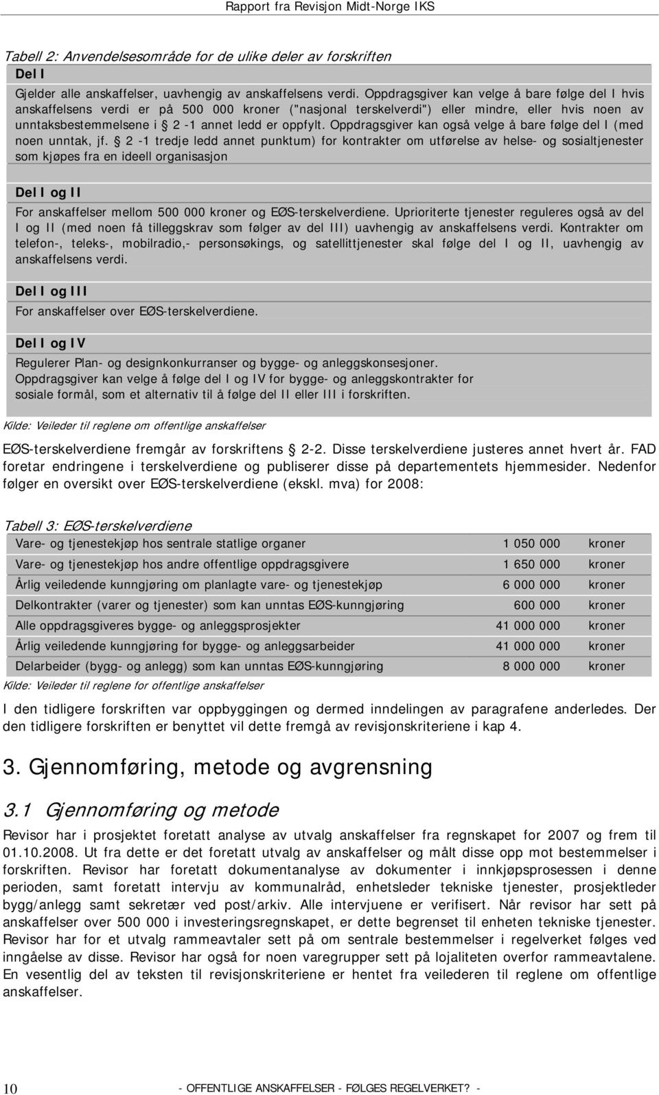 Oppdragsgiver kan også velge å bare følge del I (med noen unntak, jf.