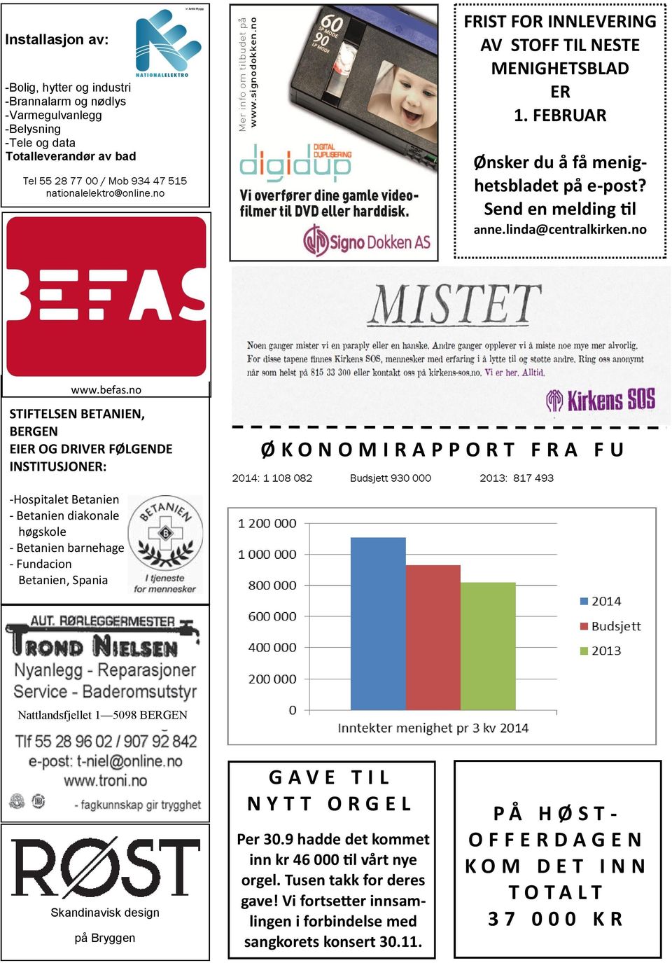 no STIFTELSEN BETANIEN, BERGEN EIER OG DRIVER FØLGENDE INSTITUSJONER: -Hospitalet Betanien - Betanien diakonale høgskole - Betanien barnehage - Fundacion Betanien, Spania Ø K O N O M I R A P P O R T