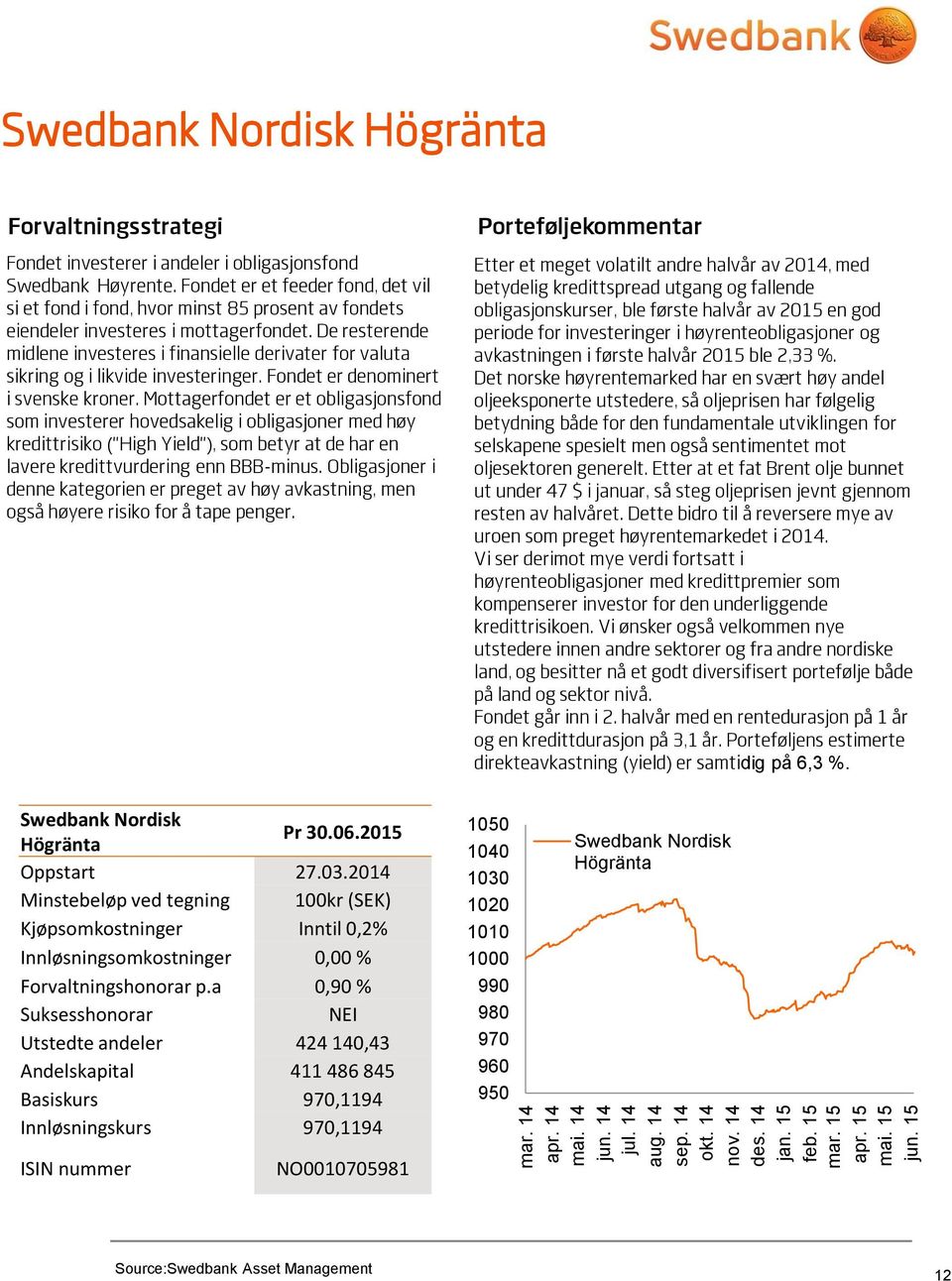 Fondet er et feeder fond, det vil si et fond i fond, hvor minst 85 prosent av fondets eiendeler investeres i mottagerfondet.