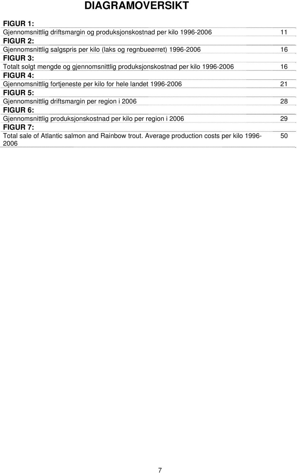 Gjennomsnittlig fortjeneste per kilo for hele landet 1996-2006 21 FIGUR 5: Gjennomsnittlig driftsmargin per region i 2006 28 FIGUR 6: