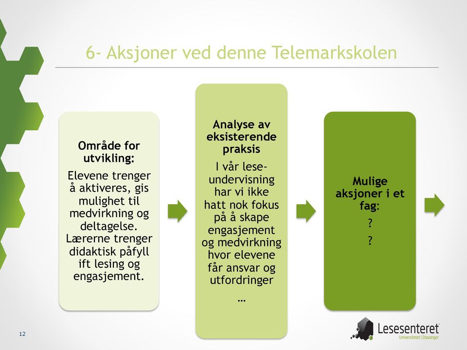 Lærerne trenger didaktisk påfyll ift lesing og engasjement.