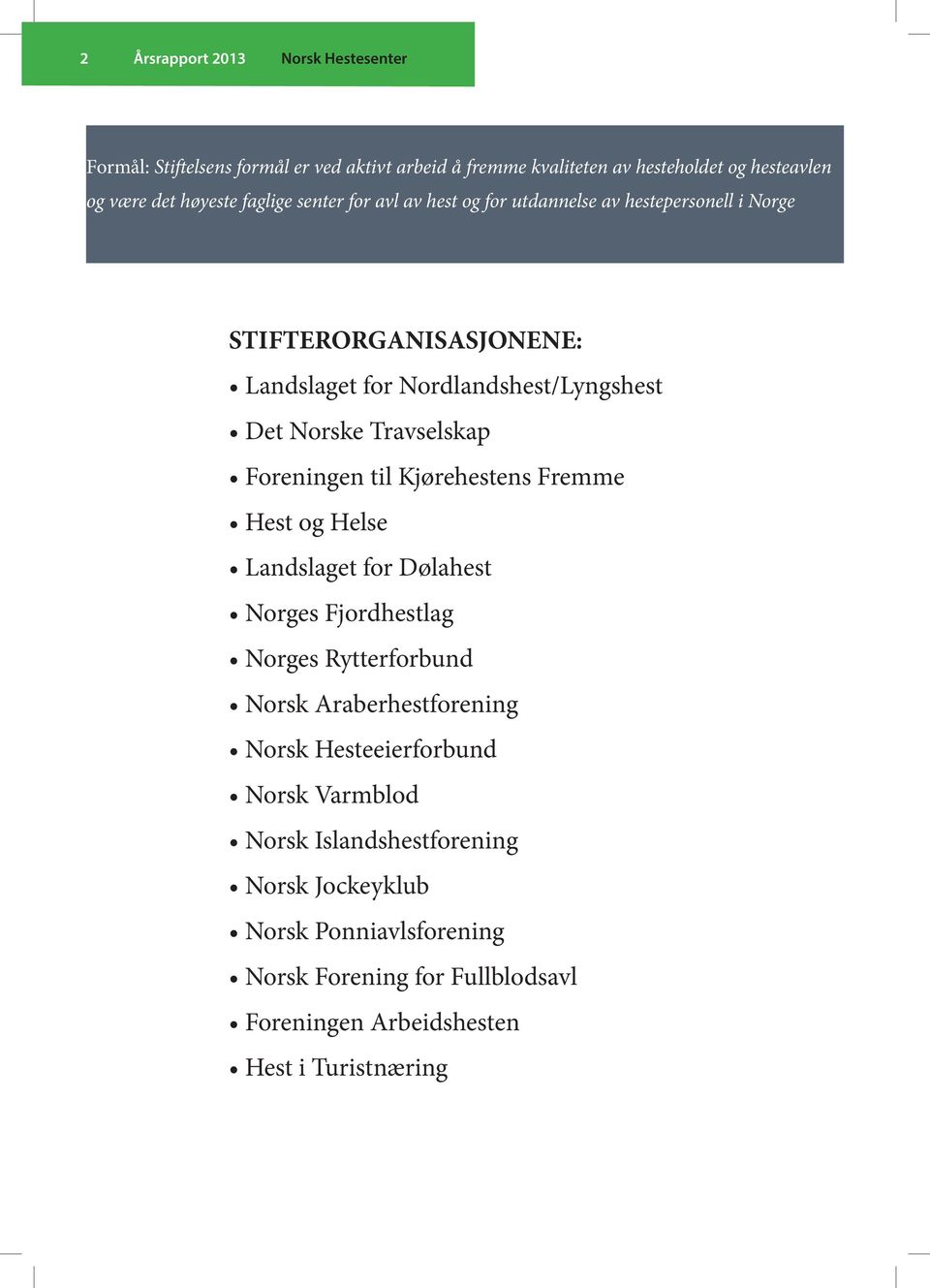 Travselskap Foreningen til Kjørehestens Fremme Hest og Helse Landslaget for Dølahest Norges Fjordhestlag Norges Rytterforbund Norsk Araberhestforening Norsk