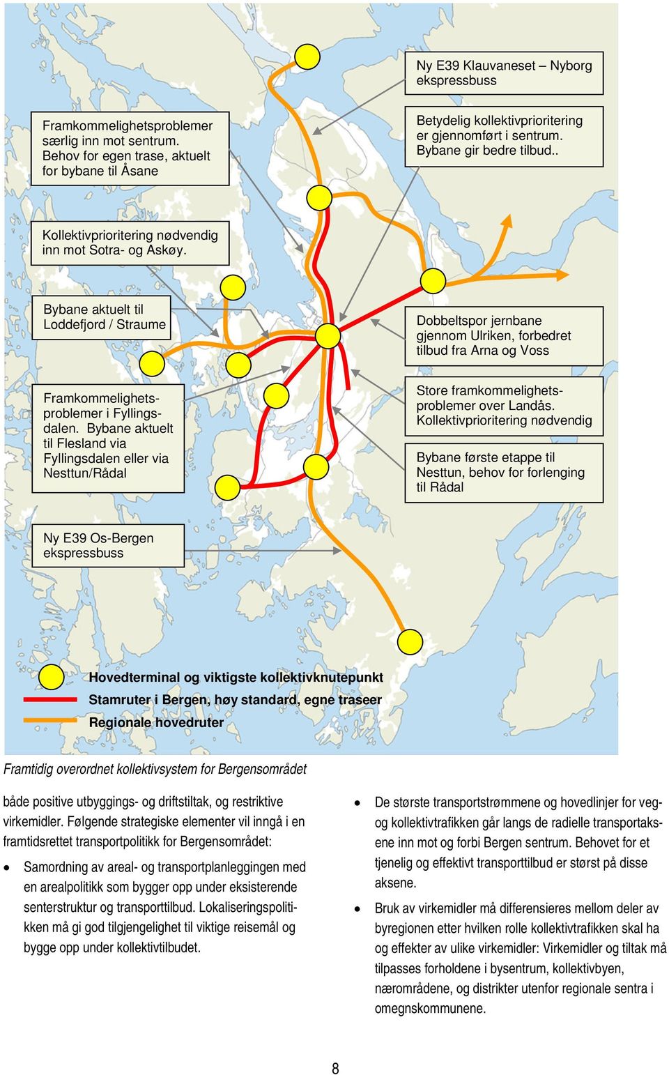 Bybane aktuelt til Loddefjord / Straume Dobbeltspor jernbane gjennom Ulriken, forbedret tilbud fra Arna og Voss Framkommelighetsproblemer i Fyllingsdalen.