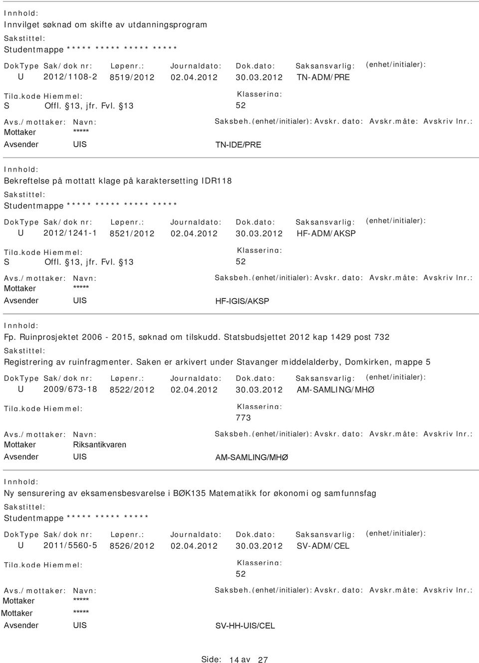 måte: Avskriv lnr.: Fp. Ruinprosjektet 2006-2015, søknad om tilskudd. tatsbudsjettet 2012 kap 1429 post 732 Registrering av ruinfragmenter.